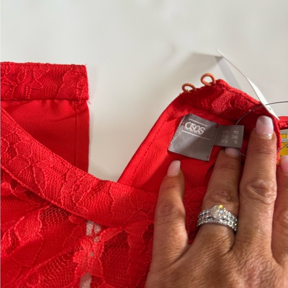 ASOS NWT Red Dress with lace and ruffle accents in size 6 - Picture 12 of 14